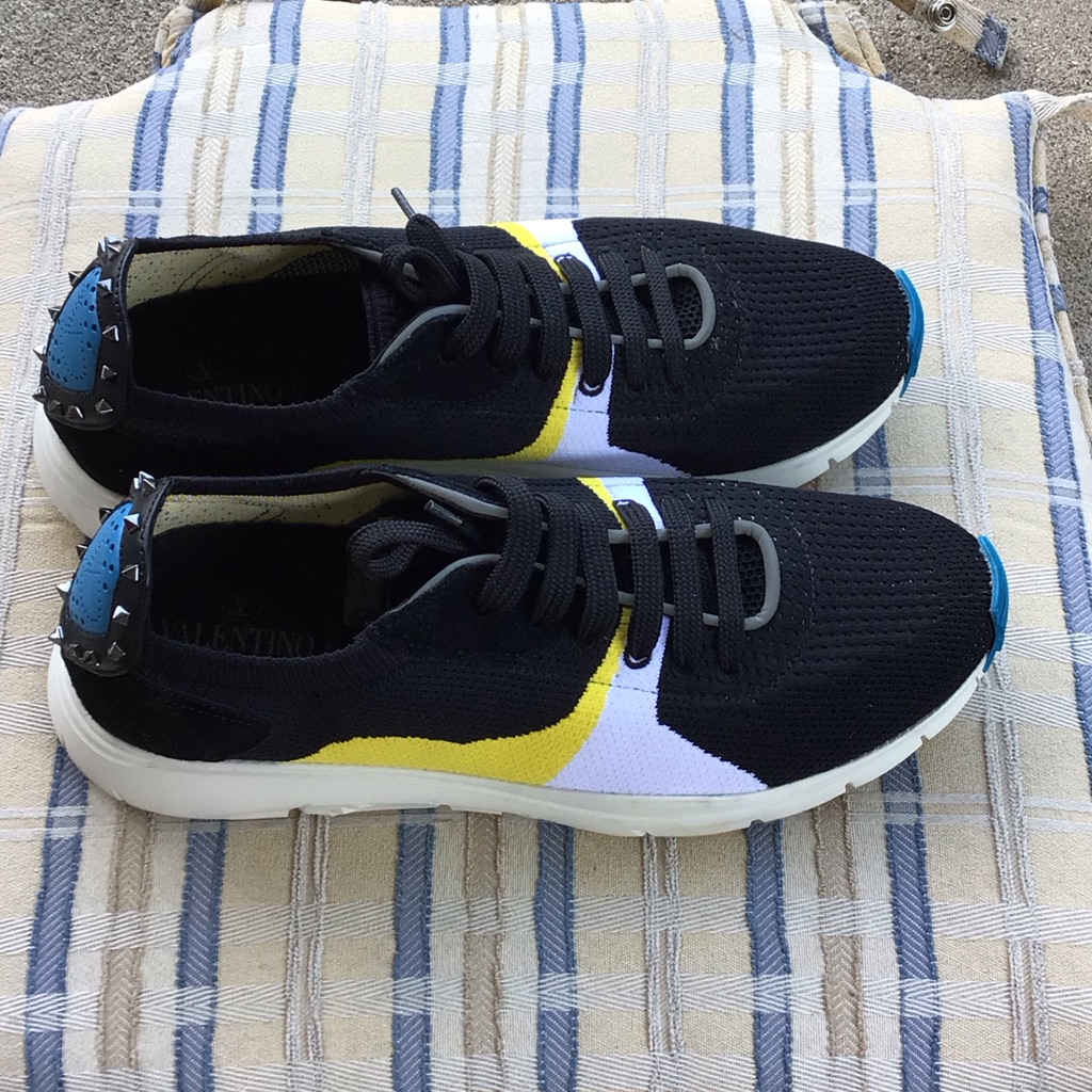 Valentino Garavani Men Sneakers In Black, Yellow, And Blue
